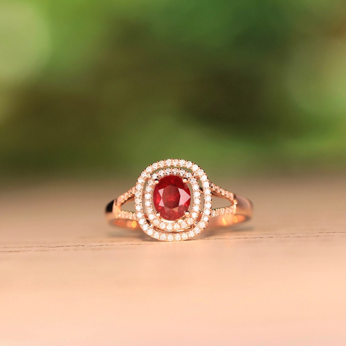 14k Gold 0.62 Ct Natural Ruby & Diamond Ring (1 of 4)