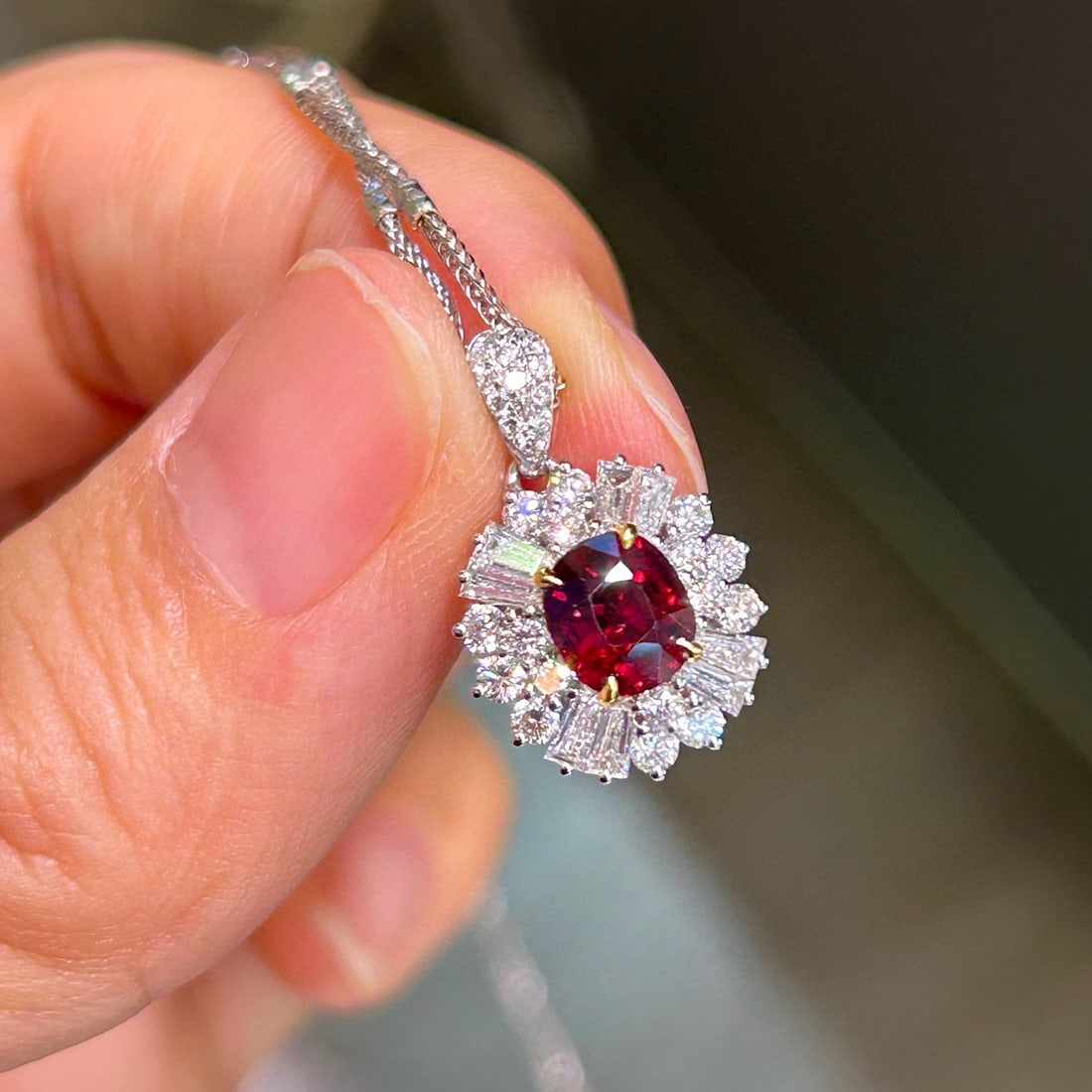 14k Gold 2.15 Ctw Natural Ruby & Diamond Pendant( Without Chain ) (1 of 6)