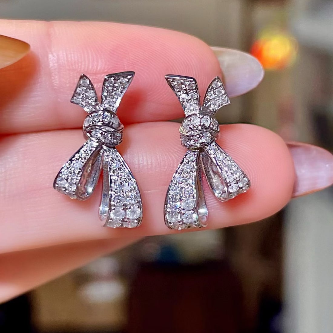 14k Gold 0.89 Ct Natural H Diamond Earrings (1 of 3)