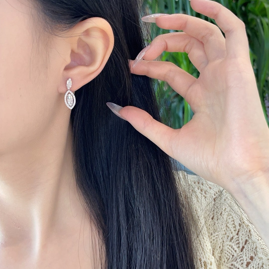 14k Gold 0.65 Ct Natural H Diamond Earrings - 5