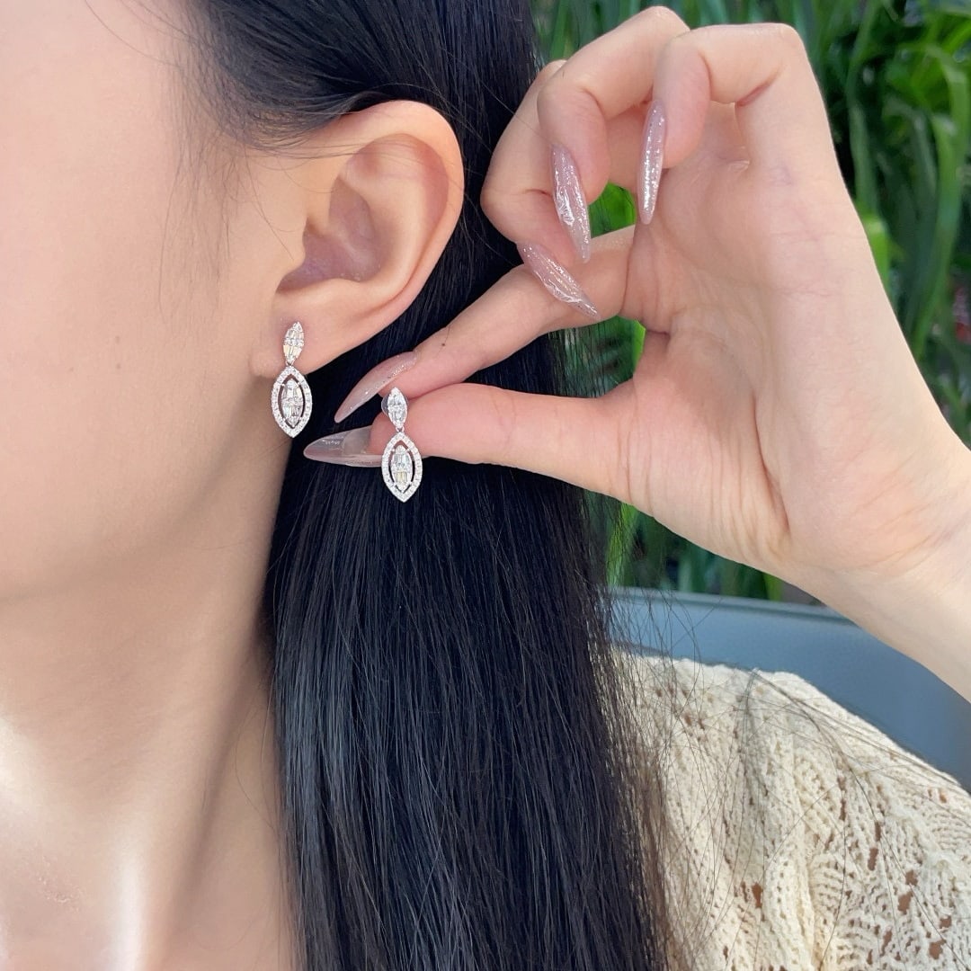 14k Gold 0.65 Ct Natural H Diamond Earrings - 6