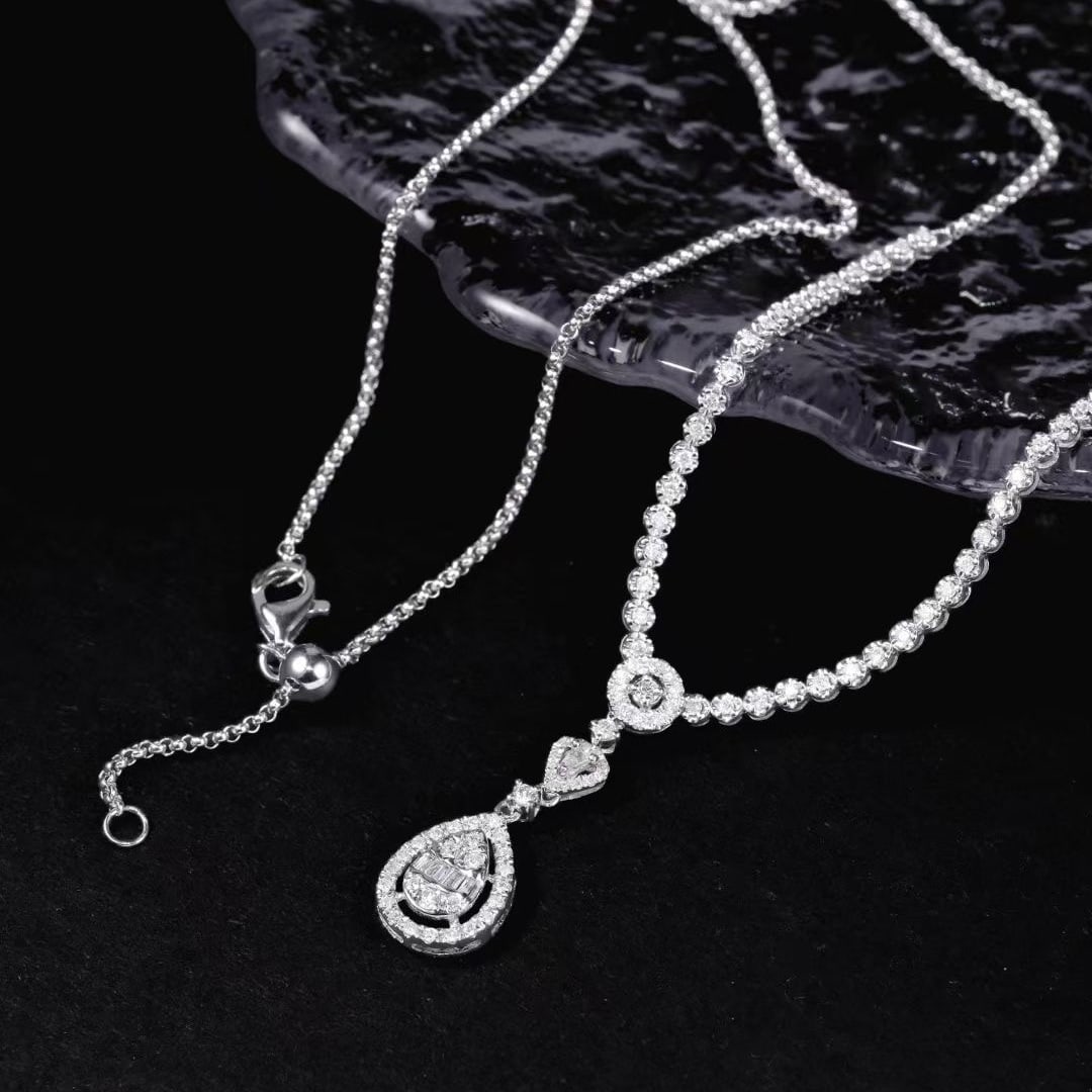 14k Gold 1.08 Ct Natural H Diamond Necklace - 3