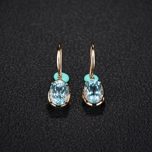 14k Gold 3.76 Ct Natural Aquamarine Earrings (1 of 7)
