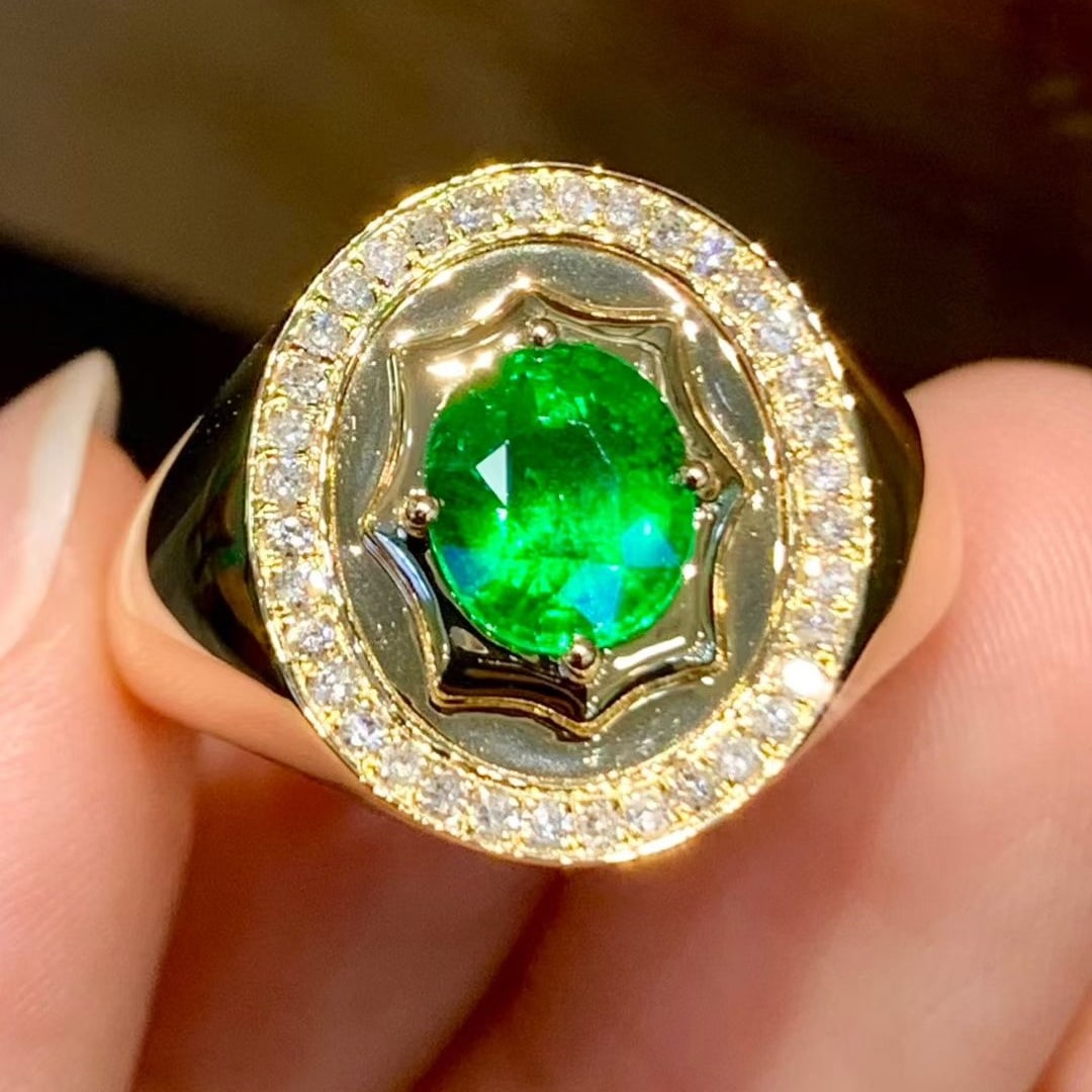 14k Gold 1.45 Ct Natural Tsavorite & Diamond Ring (1 of 7)