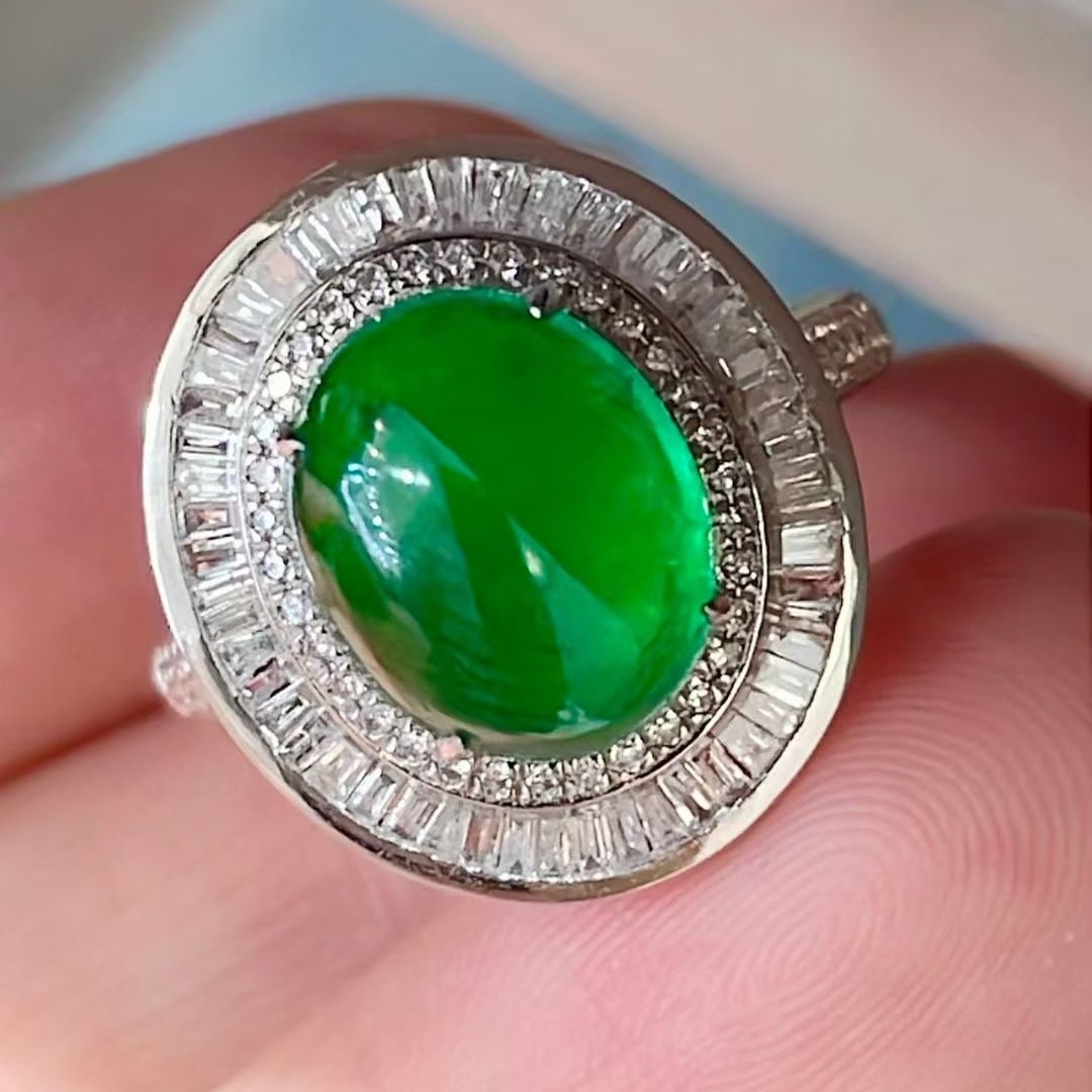 14k Gold 4.91 Ctw Vivid Green Natural Emerald & Diamond Ring/pendant( Without Chain ) (1 of 8)