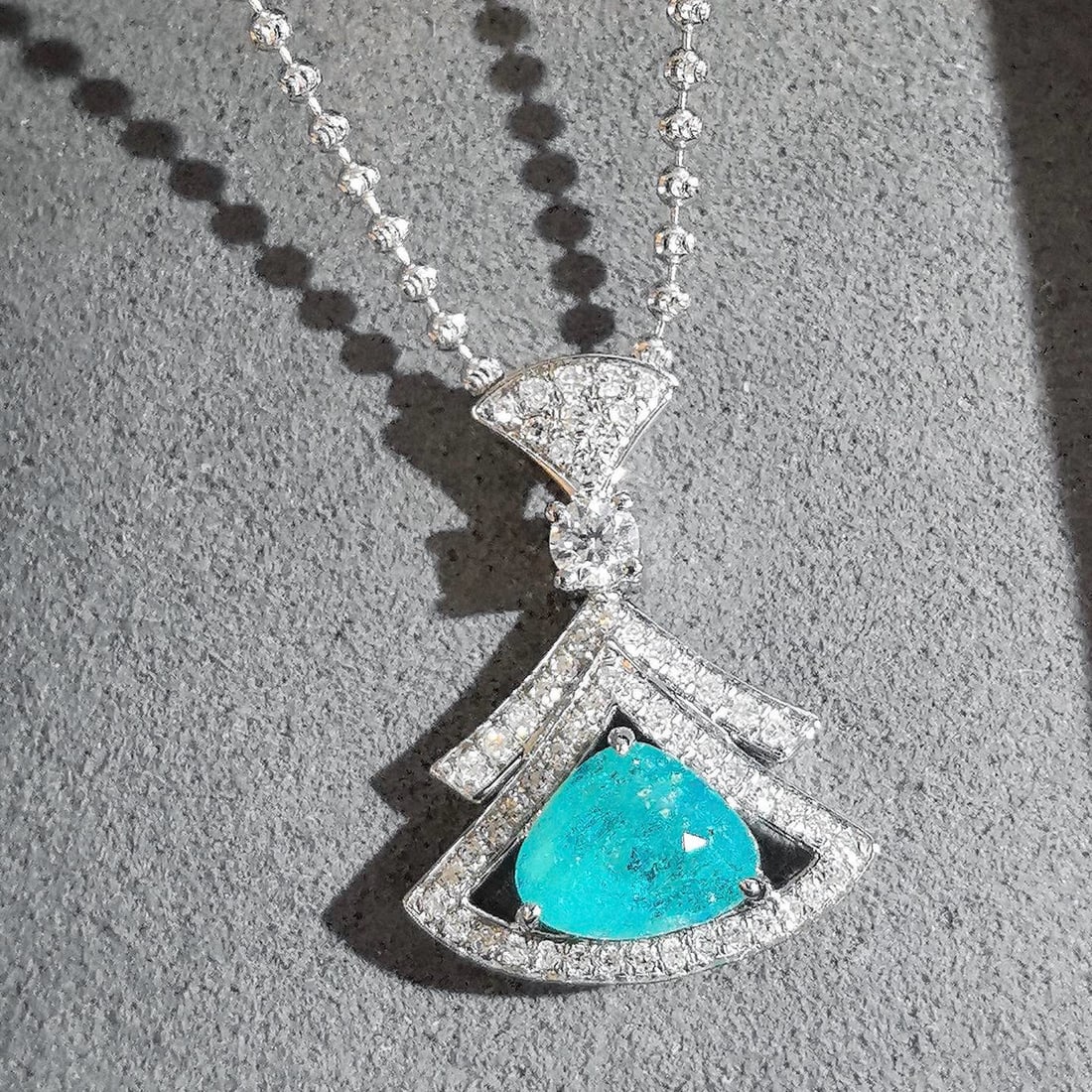 14k Gold 2.07 Ctw Natural Paraiba Tourmaline & Diamond Pendant( Without Chain ) (1 of 9)