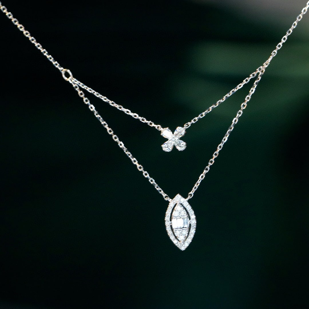 14k Gold 0.3 Ct Natural H Diamond Necklace (1 of 8)