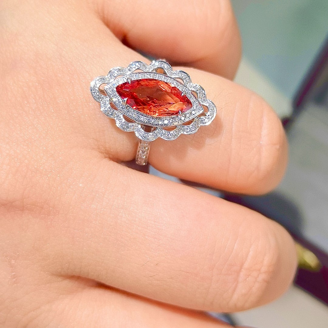 14k Gold 2.21 Ctw Natural Spinel & Diamond Ring - 8