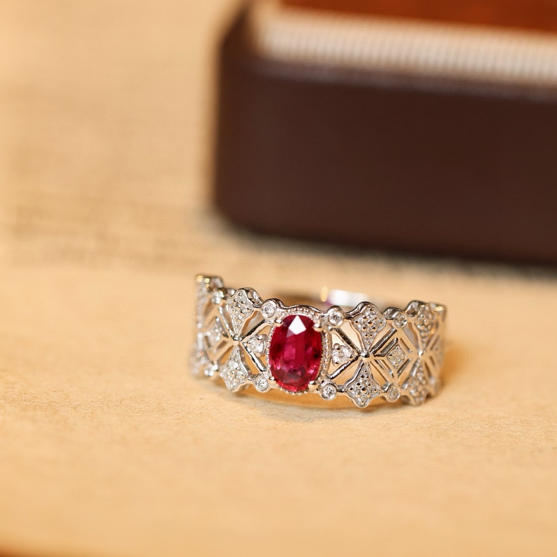 14k Gold 0.72 Ctw Natural Ruby & Diamond Ring: Ref:231078046 // gold content:14k gold // ring size:7. 25us // // main gemstone:ruby // shape:oval // carat weight:0. 5ct // color:red // treatment:natural // // adjacent gemstone 2 : diamond //