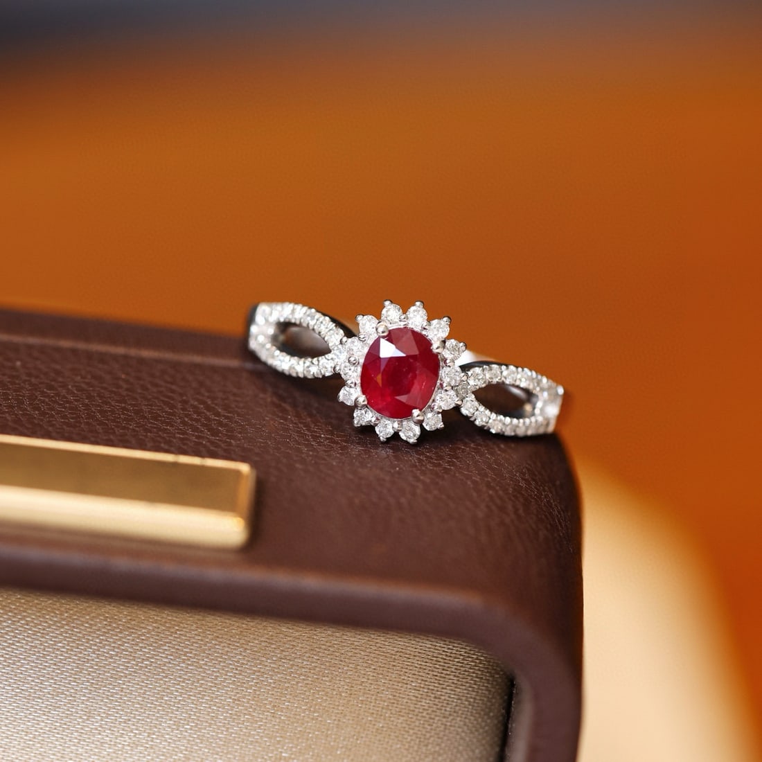 14k Gold 0.89 Ctw Natural Ruby & Diamond Ring: Ref:231078052 // gold content:14k gold // ring size:7. 25us // // main gemstone:ruby // shape:oval // carat weight:0. 6ct // color:pigeonblood red // treatment:natural // // adjacent gemstone 2 :