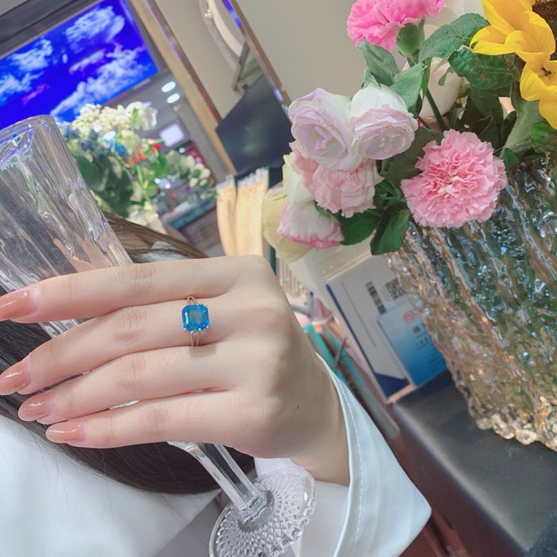 14k Gold 4.75 Ct Natural Topaz & Diamond Ring - 3