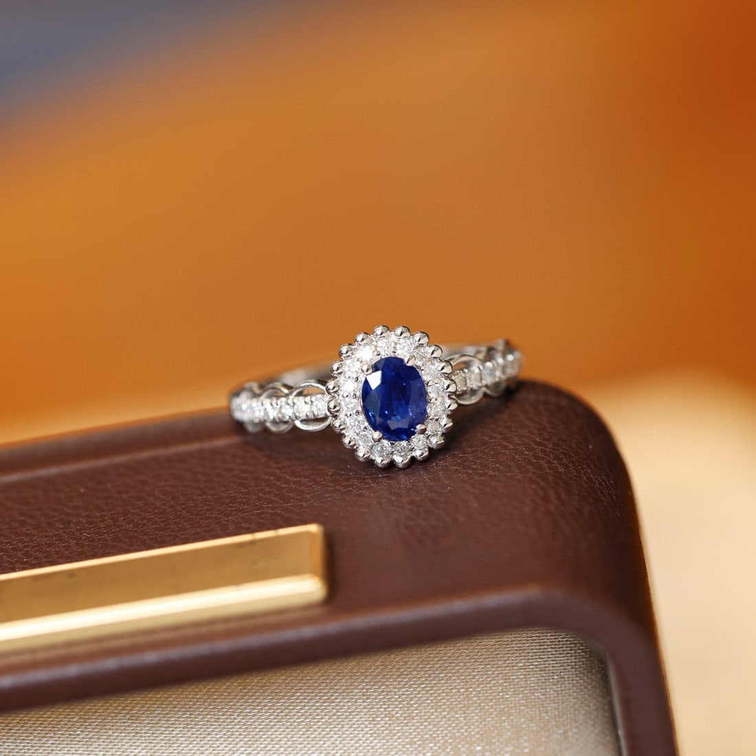 14k Gold 0.76 Ctw Natural Sapphire & Diamond Ring: Ref:231078126 // gold content:14k gold // ring size:7. 25us // // main gemstone:sapphire // shape:oval // carat weight:0. 55ct // color:blue // treatment:natural // // adjacent gemstone 2 :