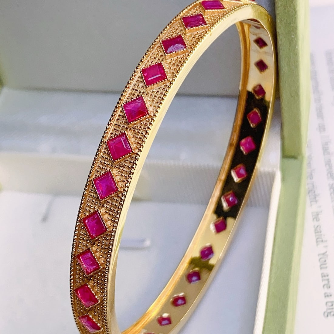 14k Gold 6.26 Ct Natural Ruby Bangle (1 of 5)