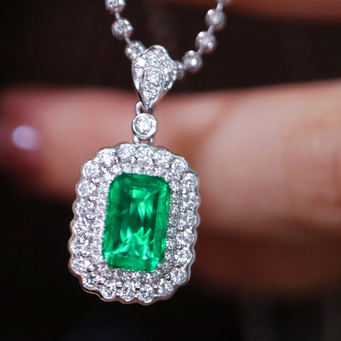 14k Gold 1.41 Ctw Vivid Green Natural Emerald & Diamond Pendant( Without Chain ) (1 of 6)