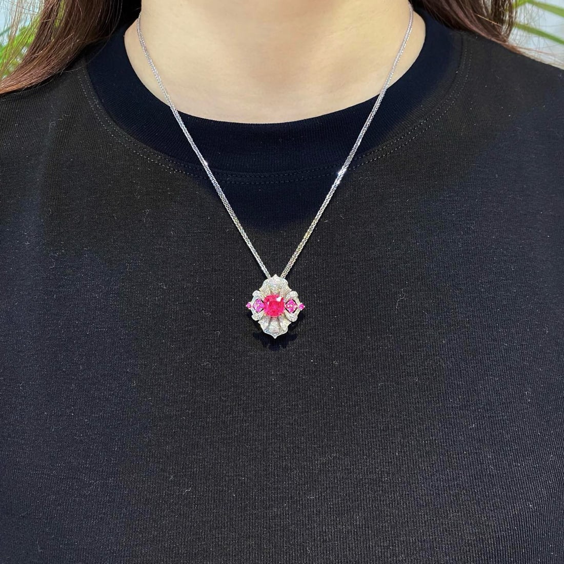 14k Gold 3.63 Ctw Vivid Pink Natural Spinel & Diamond Ring/pendant( Without Chain ) - 6