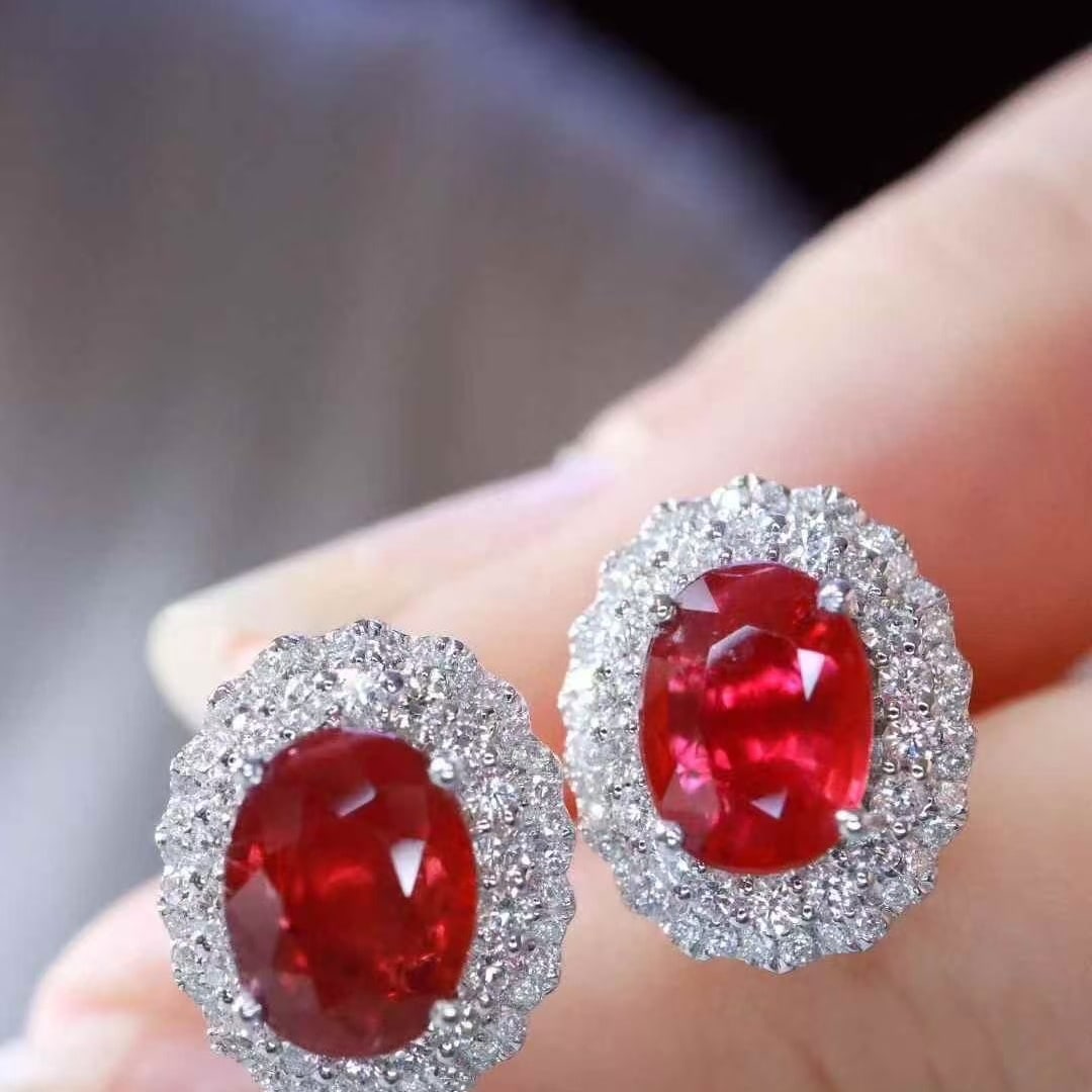 14k Gold 2.58 Ctw Natural Ruby & Diamond Earrings - 2