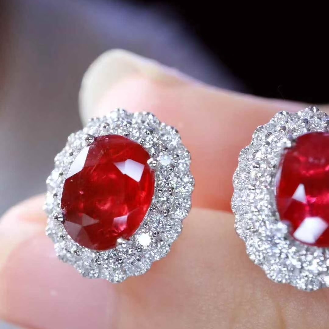 14k Gold 2.58 Ctw Natural Ruby & Diamond Earrings - 3