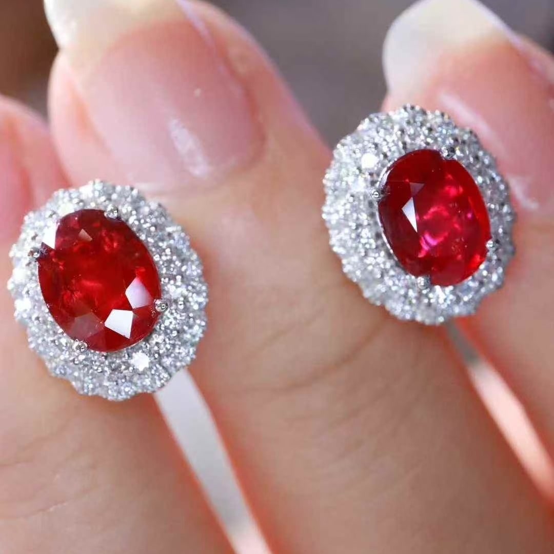 14k Gold 2.58 Ctw Natural Ruby & Diamond Earrings - 6