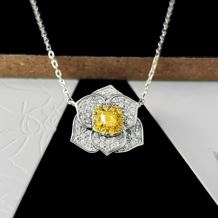 14k Gold 0.55 Ct Natural Color Diamond Necklace: Ref:231079188 // gold content:14k gold // main gemstone:color diamond // shape:multiple // carat weight:0. 55ct // clarity grade:vs-si // color:color // treatment:natural // Condition: NewLow