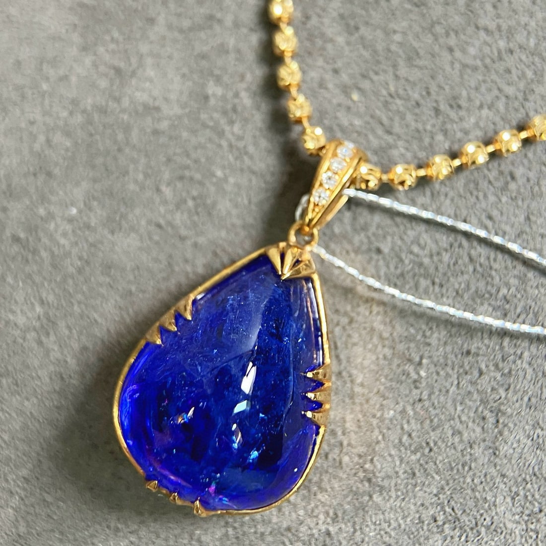 14k Gold 14.55 Ct Natural Tanzanite & Diamond Pendant( Without Chain ) (1 of 6)