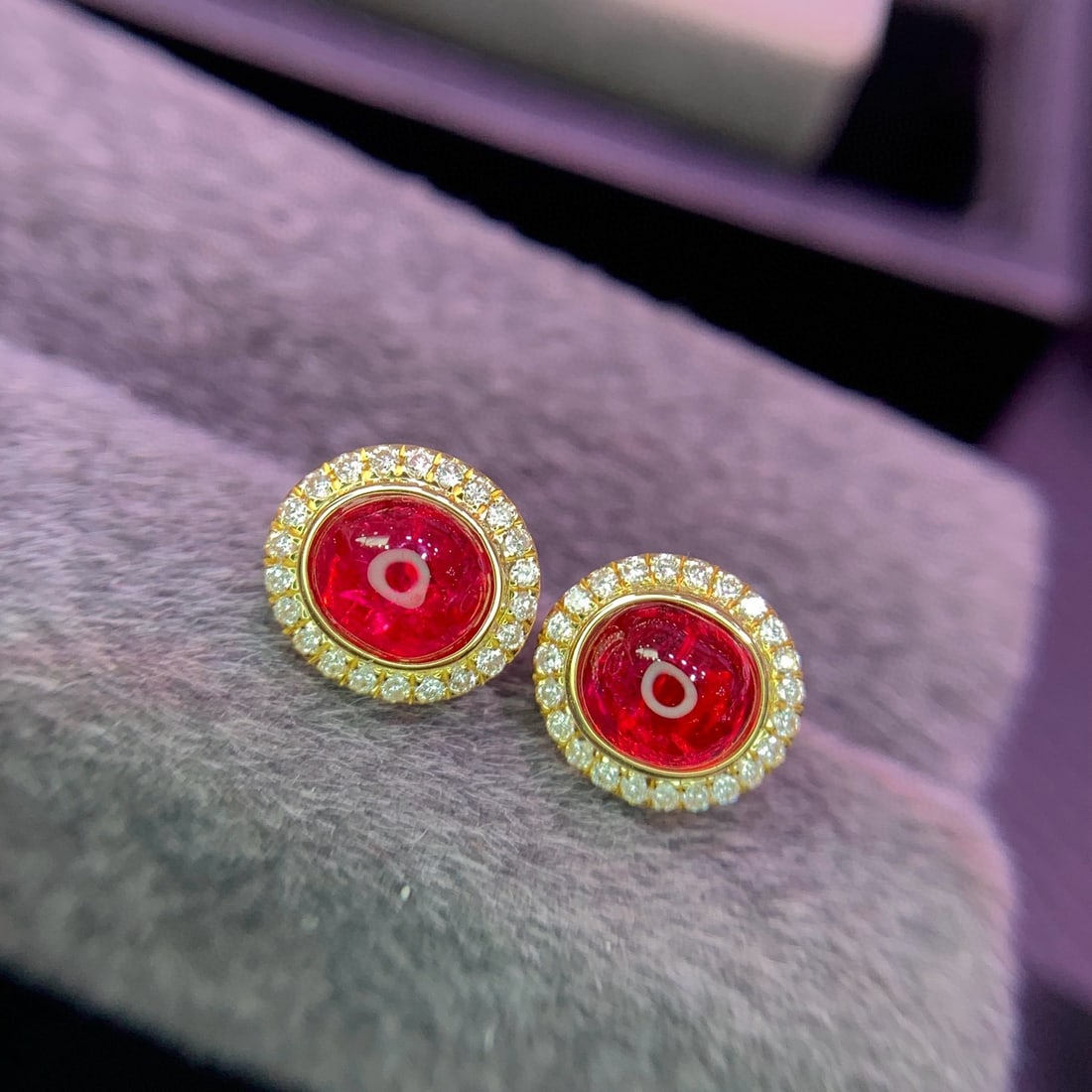 14k Gold 2.4 Ct Natural Spinel & Diamond Earrings - 2