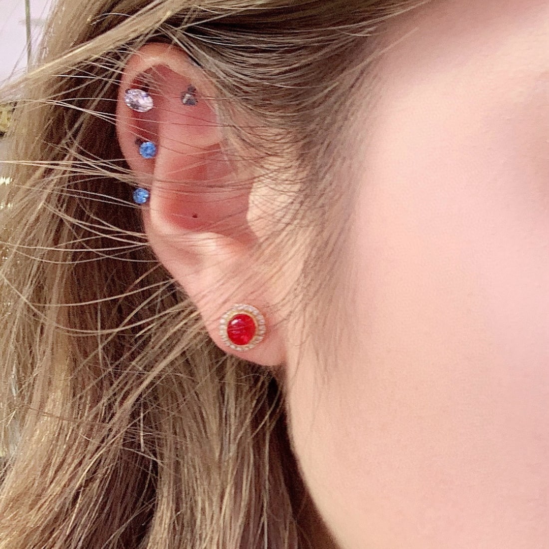 14k Gold 2.4 Ct Natural Spinel & Diamond Earrings - 4