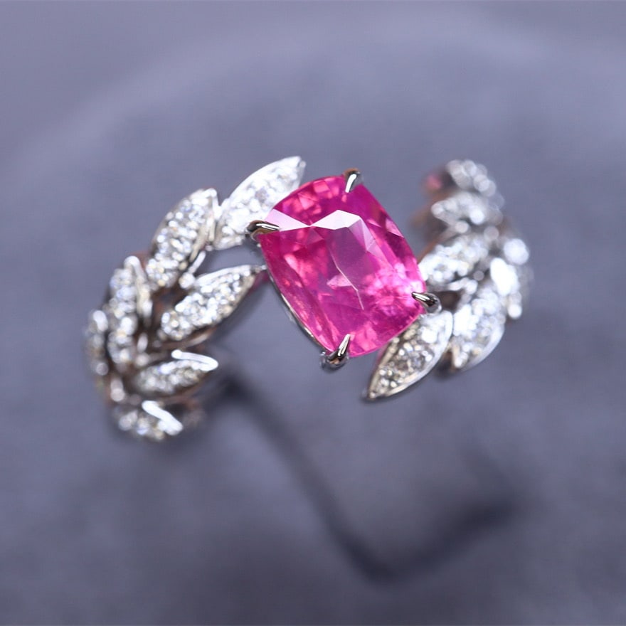 14k Gold 1.21 Ctw Natural Spinel & Diamond Ring - 2