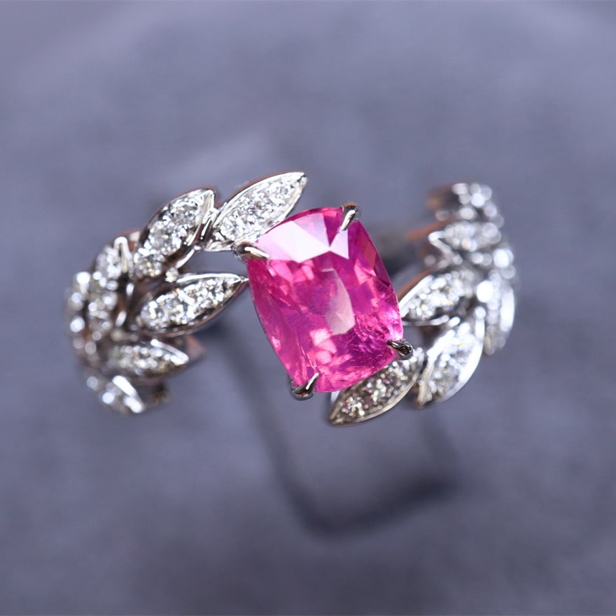 14k Gold 1.21 Ctw Natural Spinel & Diamond Ring - 5