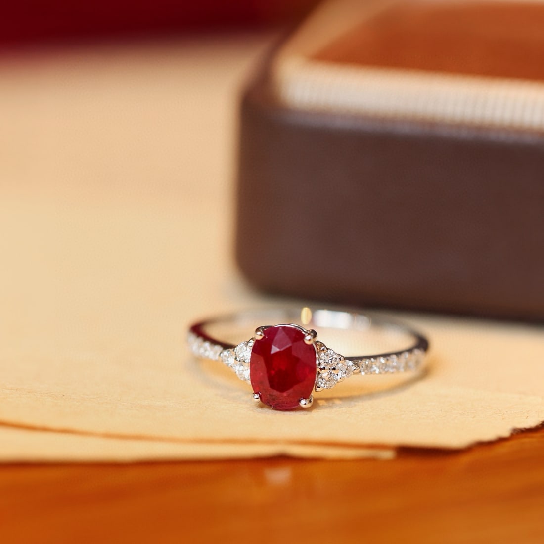 14k Gold 1.36 Ctw Natural Ruby & Diamond Ring: Ref:231080112 // gold content:14k gold // ring size:7. 25us // // main gemstone:ruby // shape:oval // carat weight:1. 16ct // color:pigeonblood red // treatment:natural // // adjacent gemstone 2 :