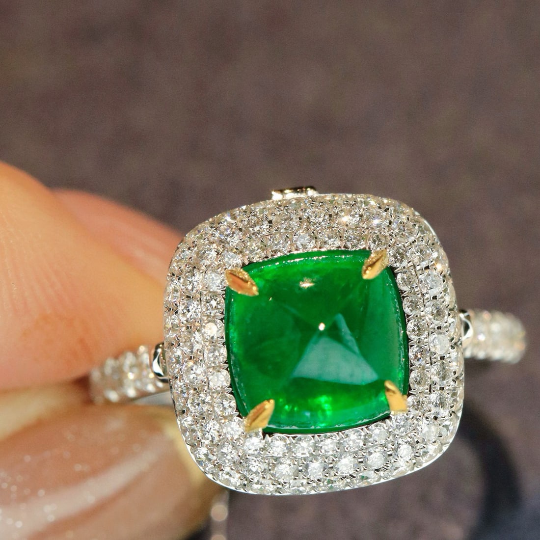 14k Gold 3.52 Ctw Vivid Green Natural Emerald & Diamond Ring/pendant( Without Chain ) (1 of 9)