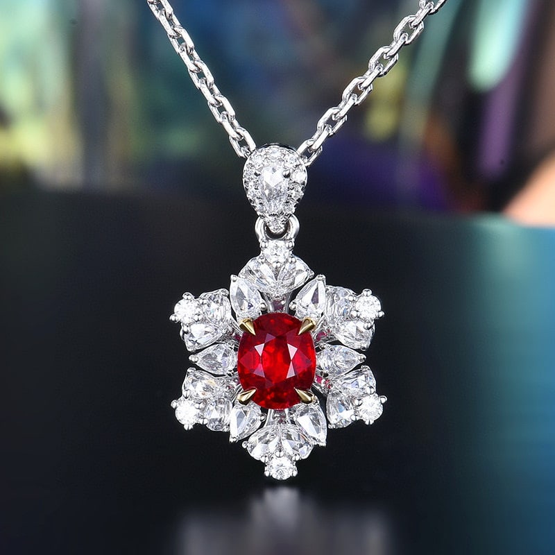 14k Gold 1.05 Ctw Natural Ruby & Diamond Pendant( Without Chain ): Ref:231080268 // gold content:14k gold // main gemstone:ruby // shape:oval // carat weight:0. 63ct // color:pigeonblood red // treatment:natural // // adjacent gemstone 2 : diamond // number of stones