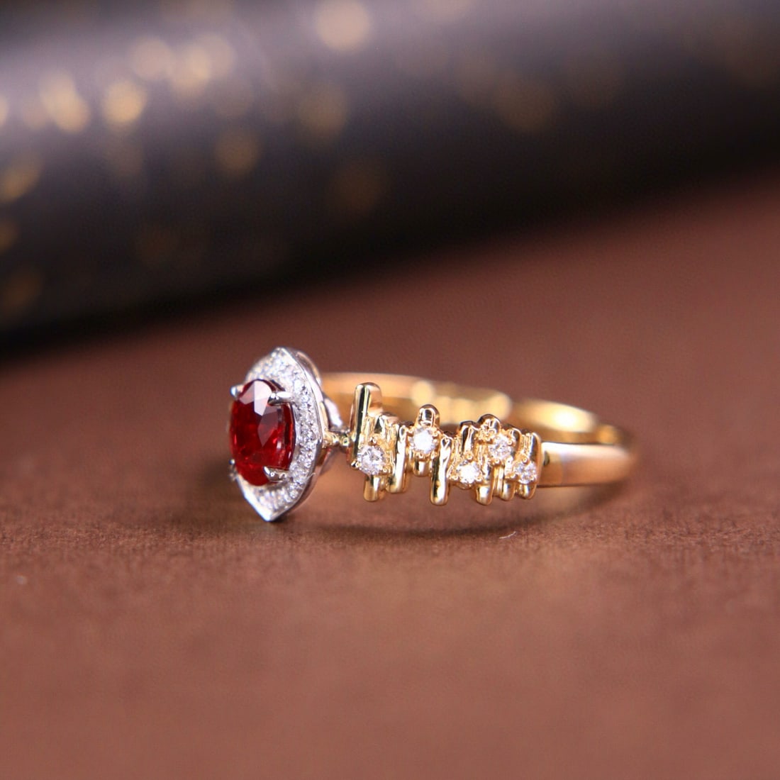 14k Gold 0.63 Ctw Natural Ruby & Diamond Ring - 4