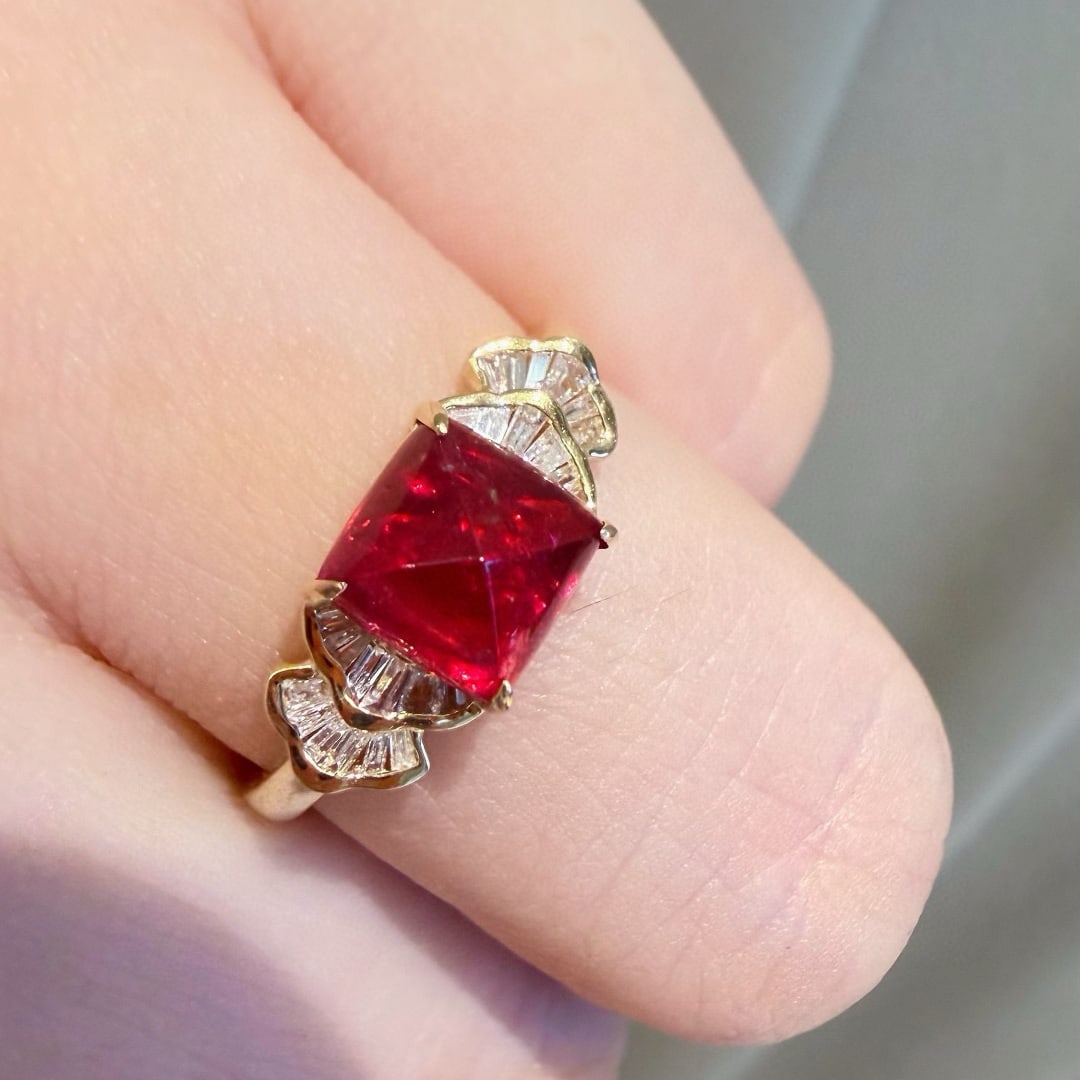 14k Gold 1.6 Ct Natural Spinel & Diamond Ring - 2