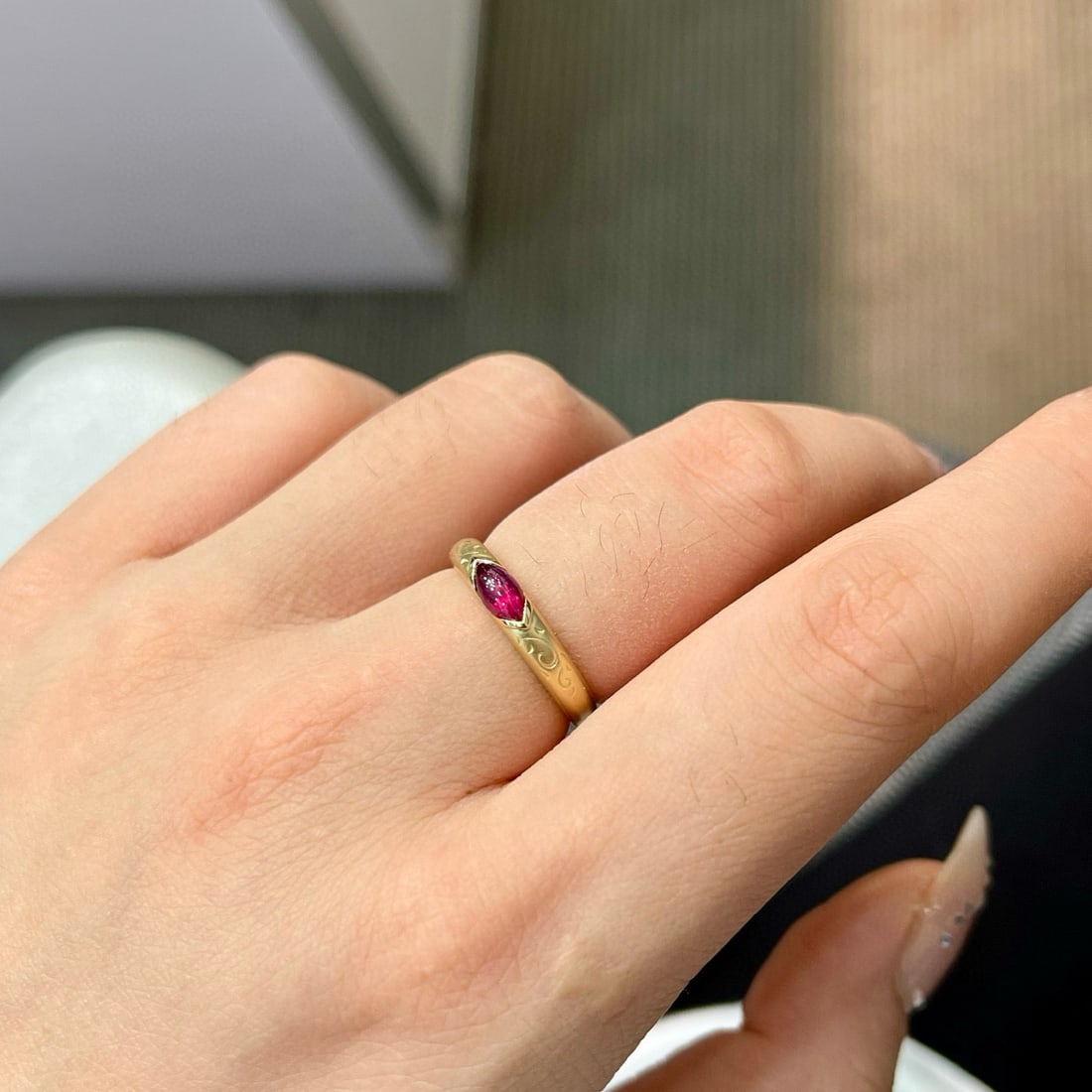 14k Gold 0.46 Ct Natural Ruby Ring - 3