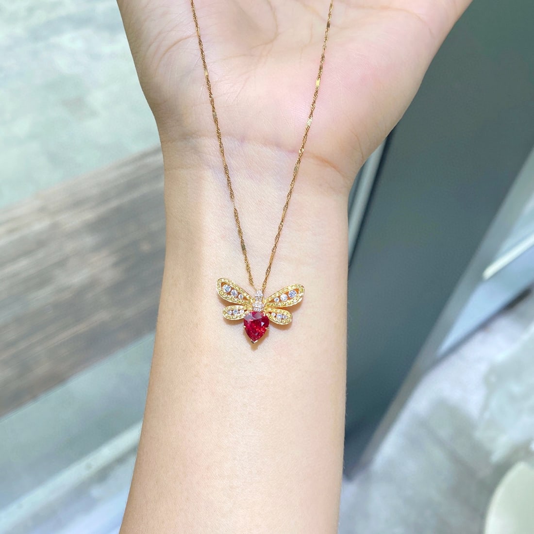 14k Gold 1.87 Ctw Natural Spinel & Diamond Necklace - 2