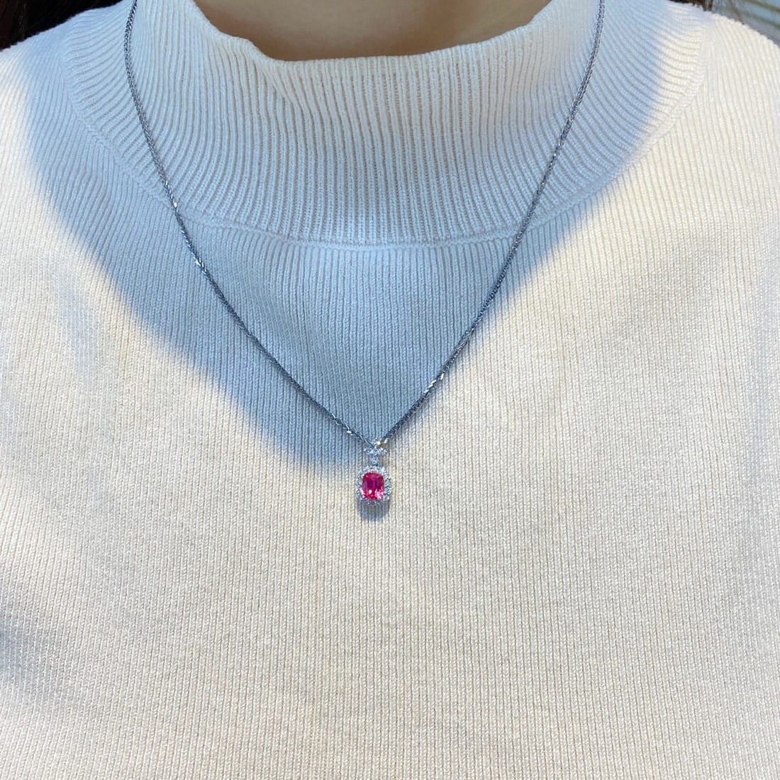 14k Gold 1.40 Ctw Natural Spinel & Diamond Pendant( Without Chain ) - 3