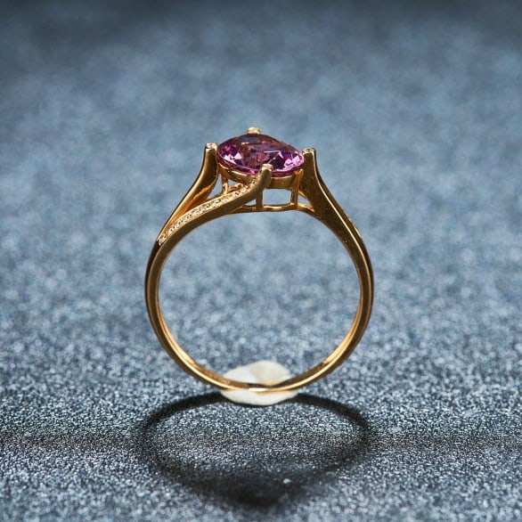 14k Gold 1.75 Ct Natural Spinel & Diamond Ring - 6