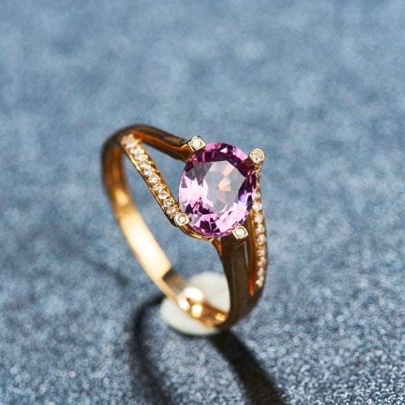 14k Gold 1.75 Ct Natural Spinel & Diamond Ring - 7