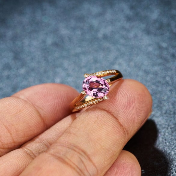 14k Gold 1.75 Ct Natural Spinel & Diamond Ring - 8