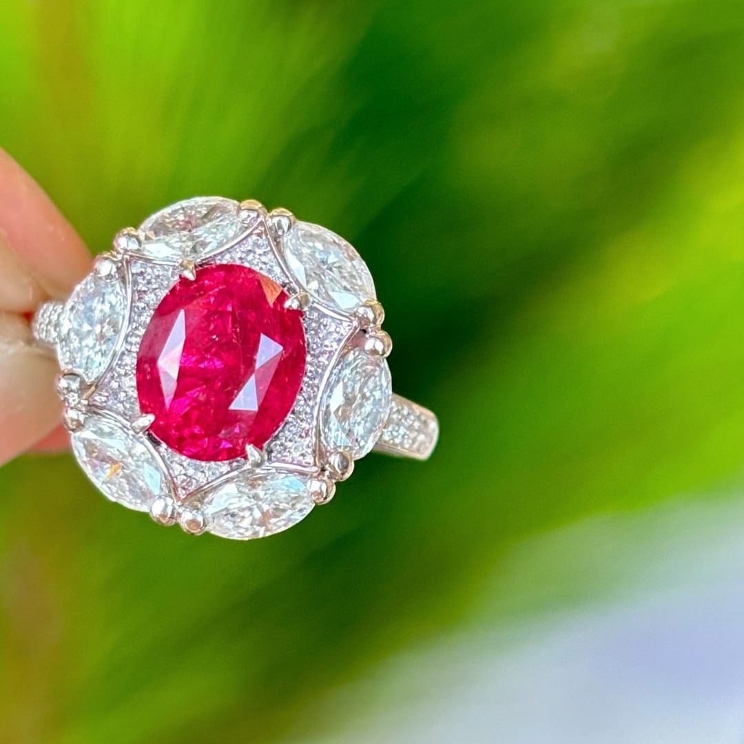 14k Gold 2.58 Ct Natural Spinel & Diamond Ring - 7