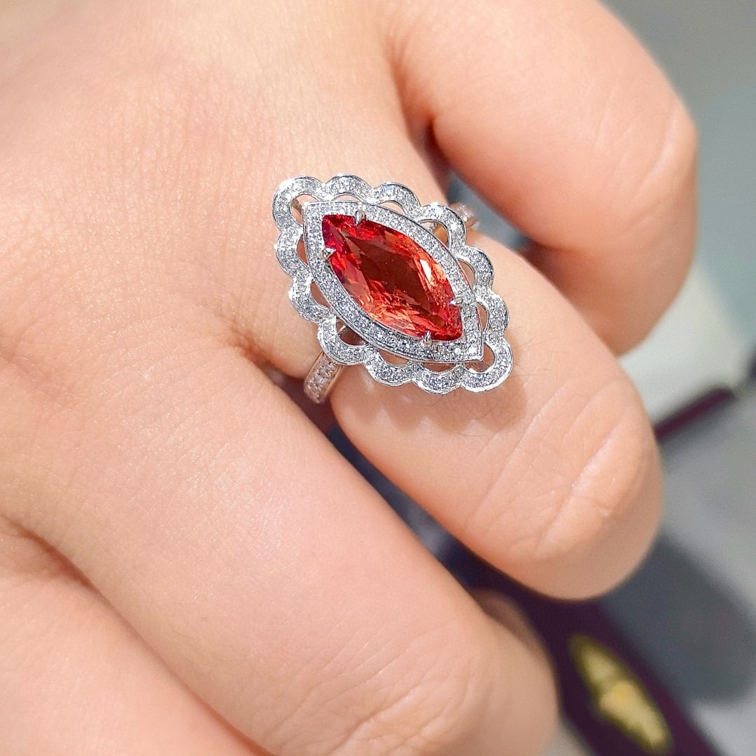 14k Gold 2.21 Ctw Natural Spinel & Diamond Ring - 3