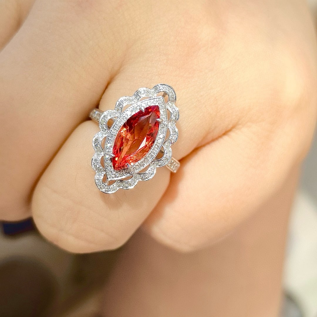 14k Gold 2.21 Ctw Natural Spinel & Diamond Ring - 4