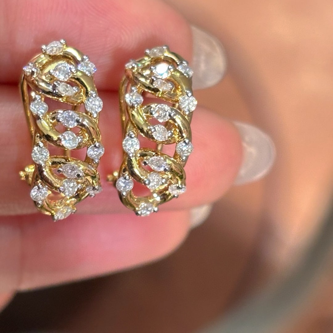 14k Gold 0.8 Ct Natural H Diamond Earrings (1 of 8)