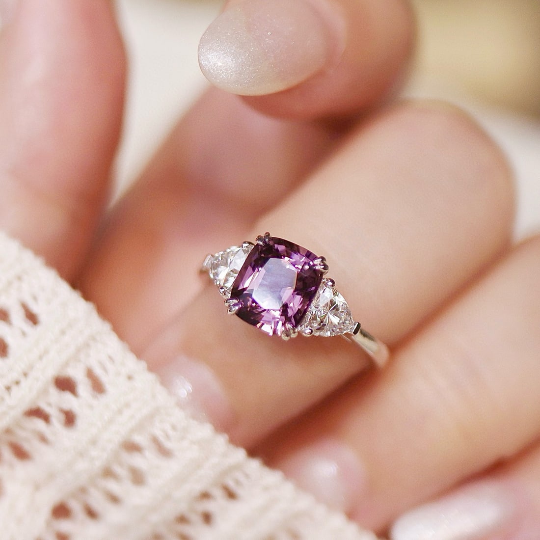 14k Gold 2.80 Ctw Natural Spinel & Lab Grown Diamond Ring - 2