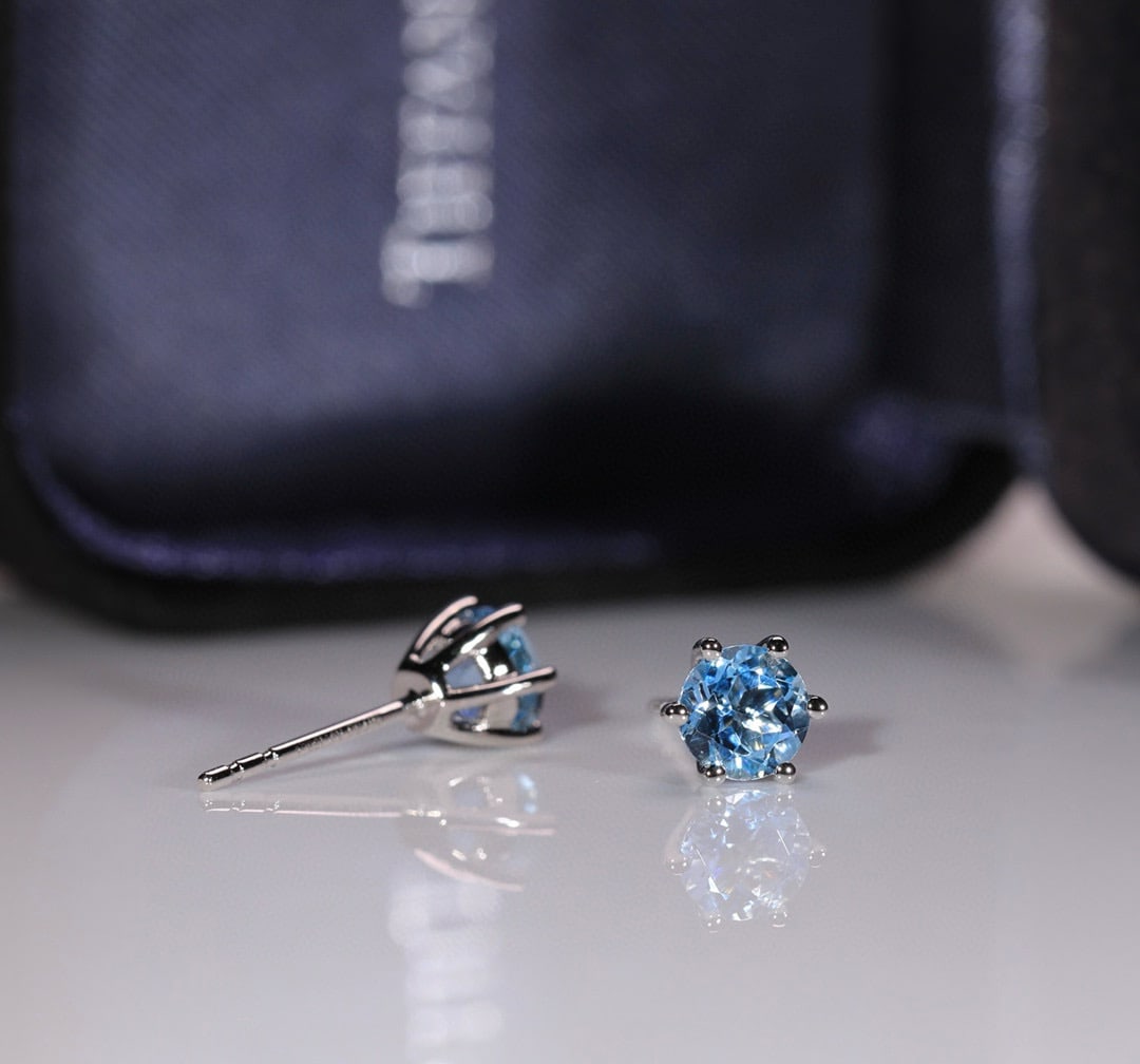 14k Gold 1.17 Ct Natural Aquamarine Earrings - 2