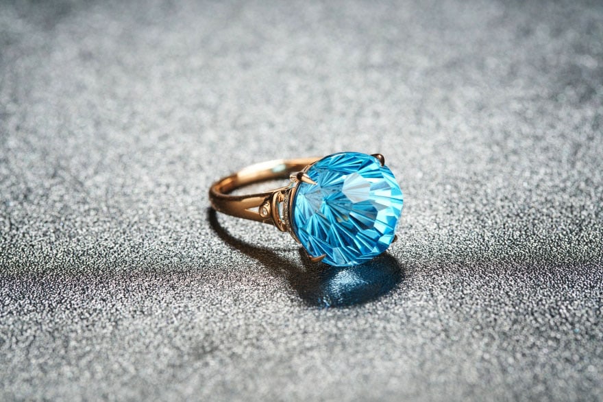 14k Gold 13.85 Ct Natural Topaz & Diamond Ring - 2