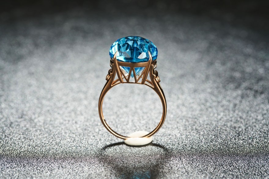 14k Gold 13.85 Ct Natural Topaz & Diamond Ring - 6