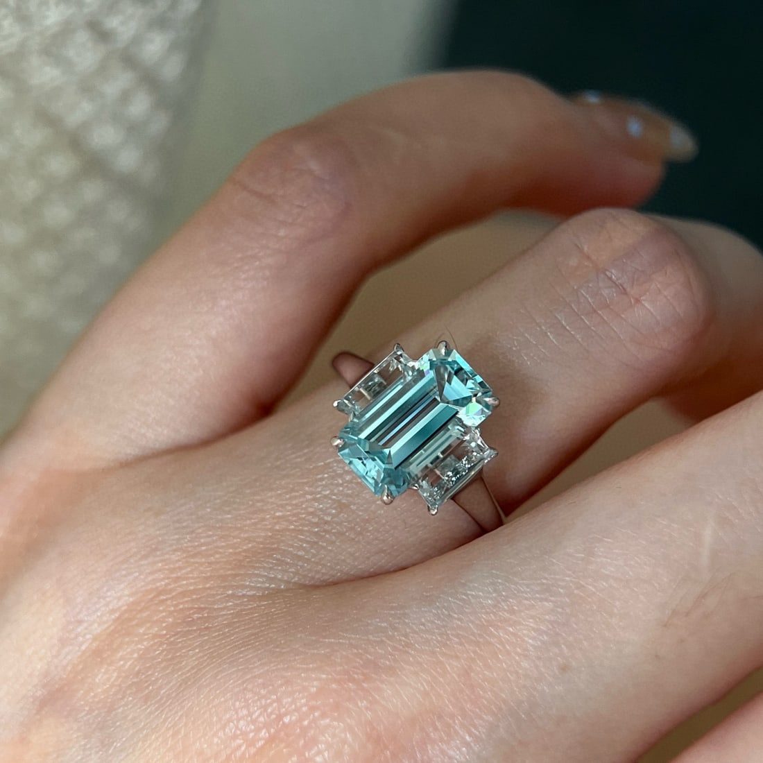 14k Gold 3.19 Ctw Natural Aquamarine & Topaz Ring - 3