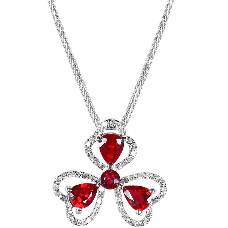 14K GOLD 0.86 CT NATURAL RUBY & DIAMOND PENDANT( WITHOUT CHAIN ) (1 of 1)