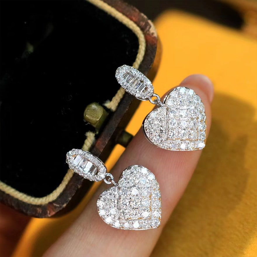14K GOLD 1 CT NATURAL H DIAMOND EARRINGS (1 of 1)